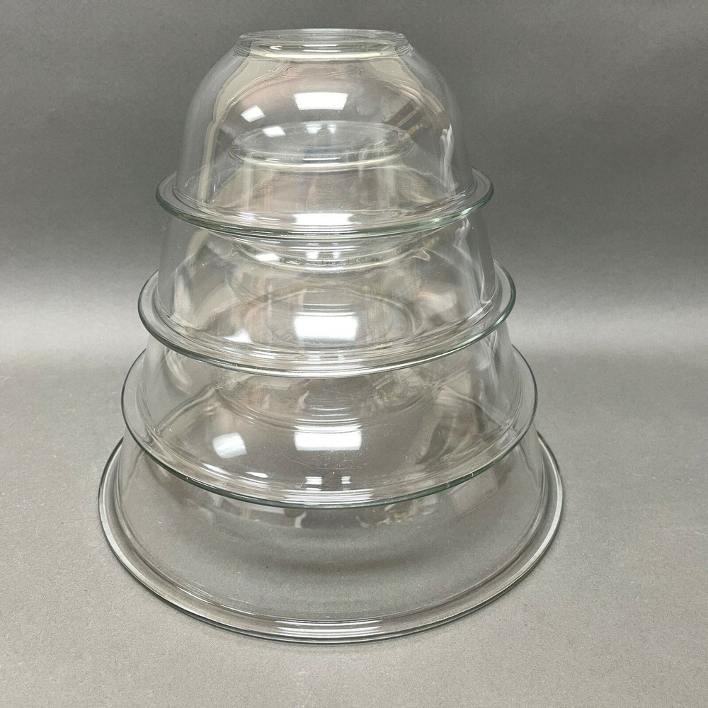 Vintage Pyrex Clear Glass Nesting Bowls #322 #323 #325 #326 Lot of 4 Made in USA